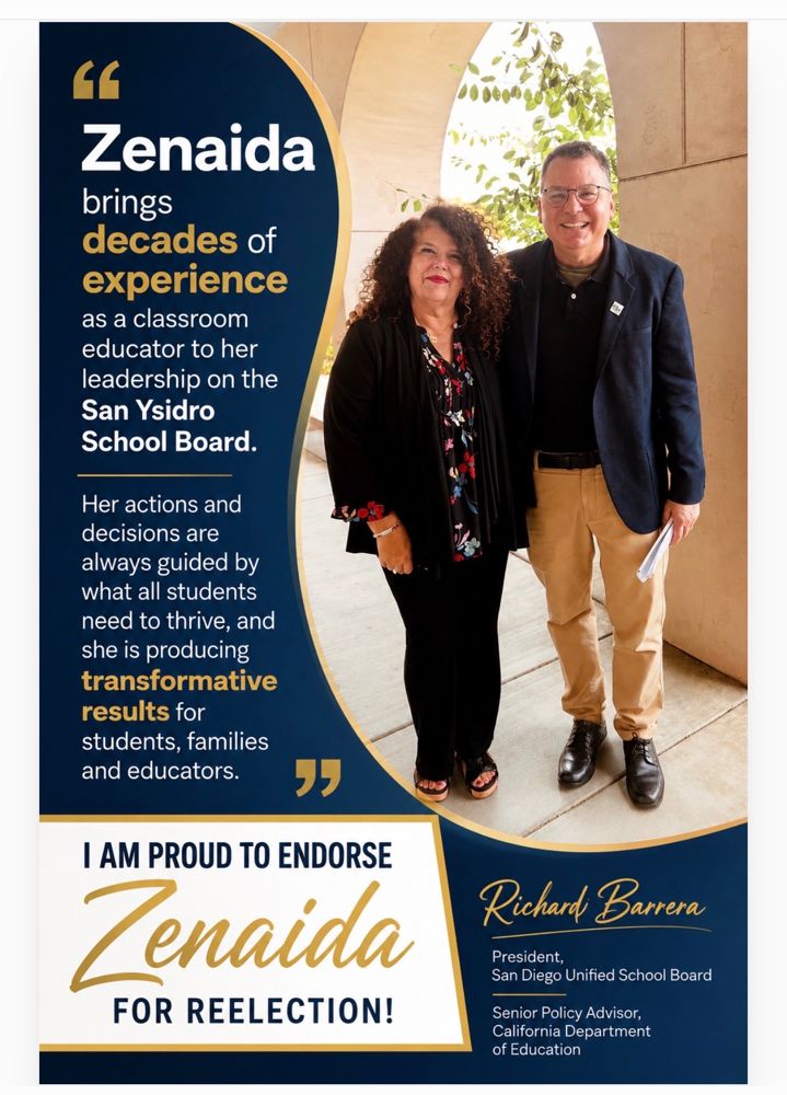 Richard Barrera, President of the San Diego Unified School Board, endorses Zenaida Rosario